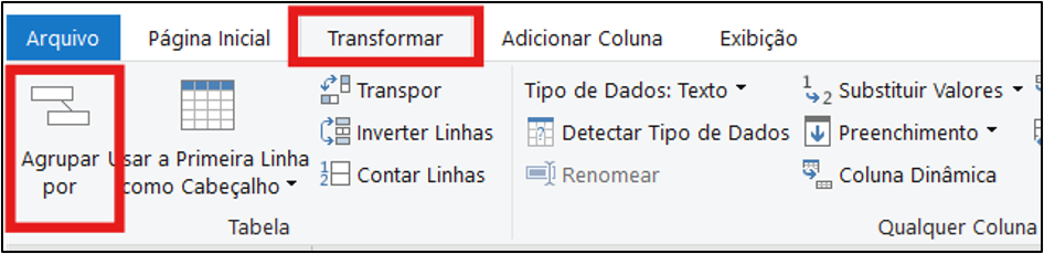 agrupando dados no power query