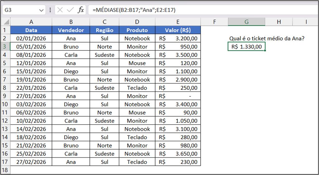 aplicando a função médiase