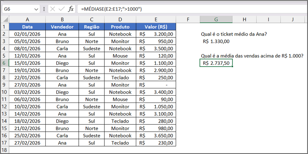 aplicando a função médiase