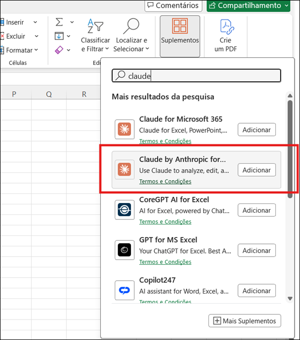 como conectar o claude no excel