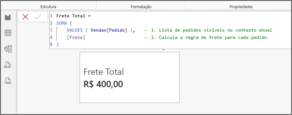 exemplo de aplicação da função SUMX